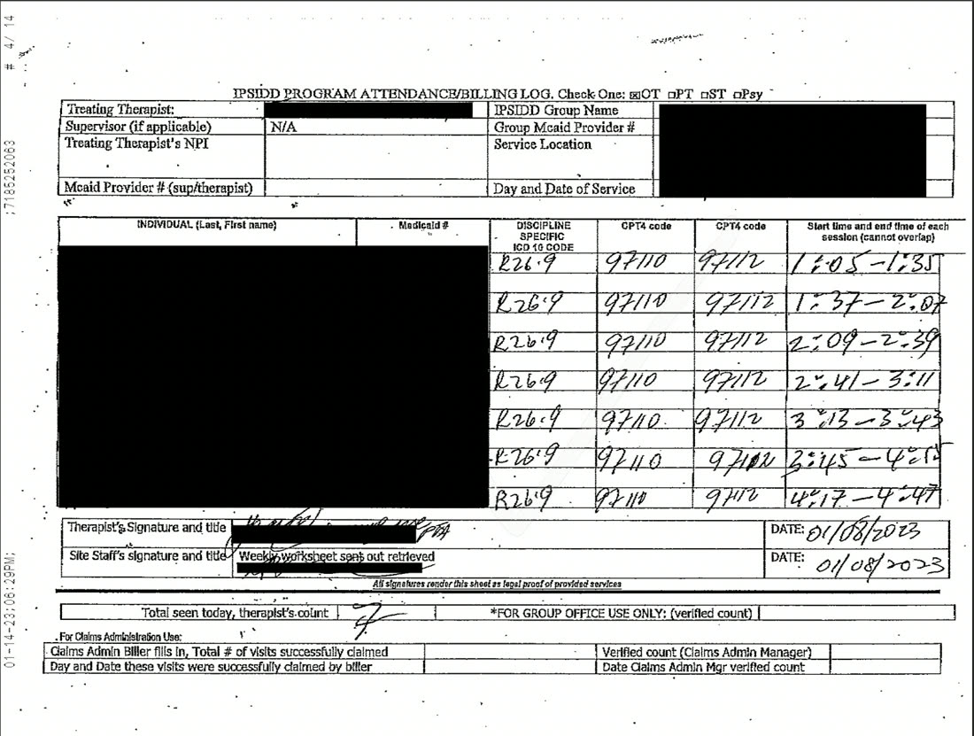 Messy handwritten attendance log, hard to read and error-prone